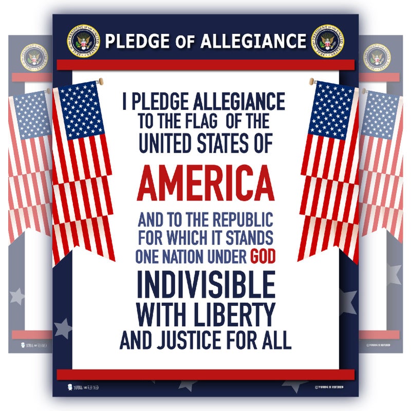 Young N Refined Pledge of Allegiance poster LAMINATED American flag print for classroom dÃ©cor chart usa sign 15x20 - Image 1